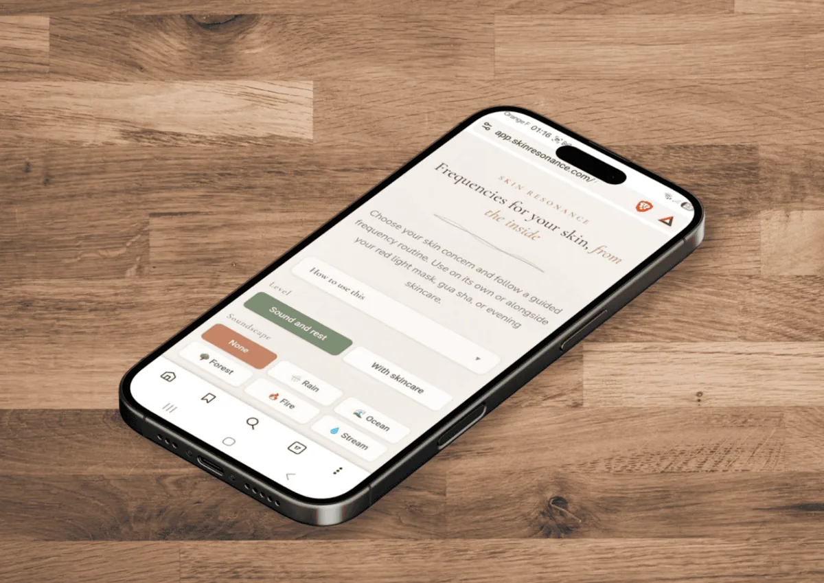Skin Resonance binaural-beats routine screen in the beauty app